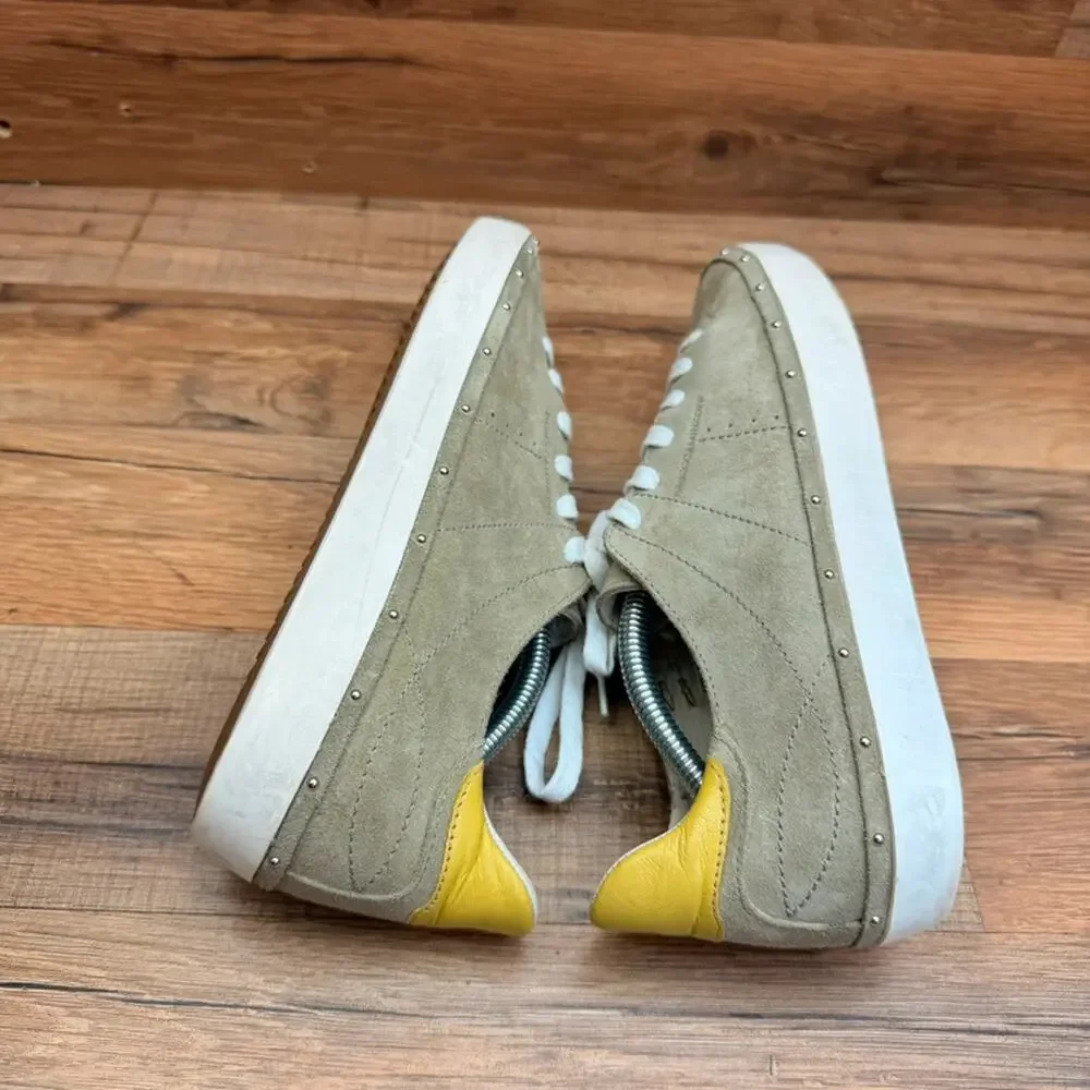 Rebecca Minkoff Michell Shoes Women's 7.5 Studded Taupe Leather Casual Sneakers